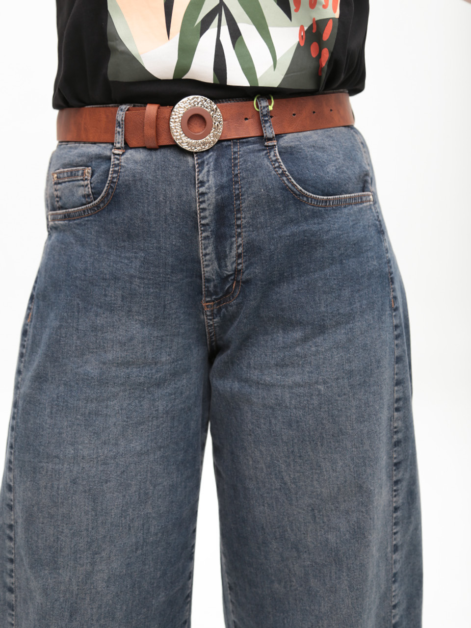 Джинсы женские синие багги тонкие со стрейчем большие размеры 1761-B-4