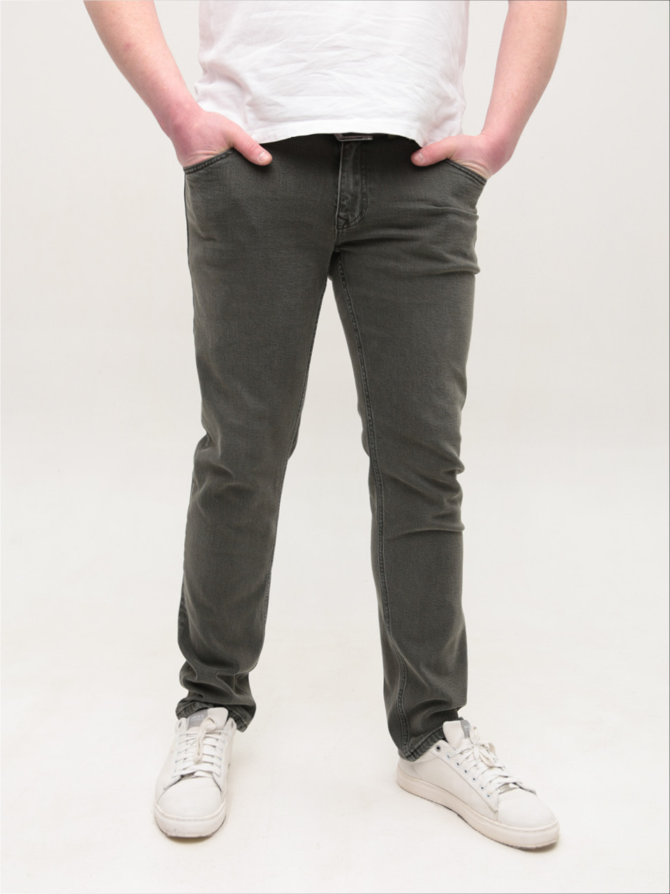 Джинсы мужские хаки слим со стрейчем 4523-3