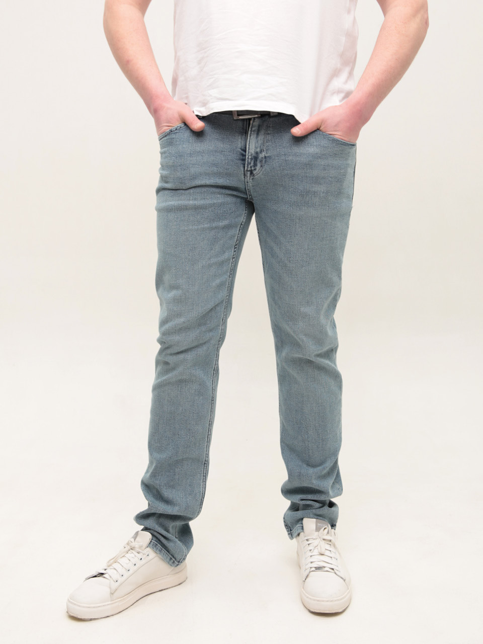 Джинси чоловічі блакитні слім зі стрейчем 4565