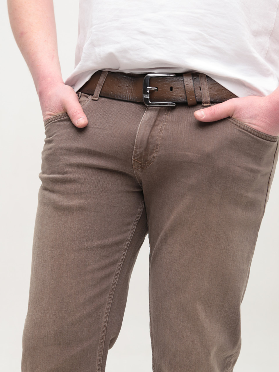 Джинсы мужские коричневые слим со стрейчем 4571-5