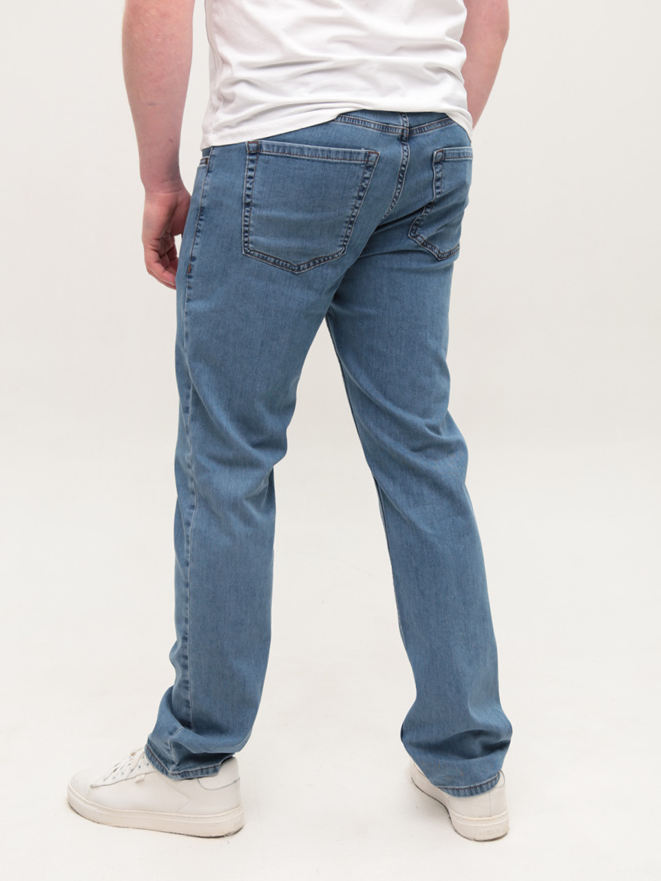 Джинсы мужские светло-синие прямые тонкие со стрейчем 4581