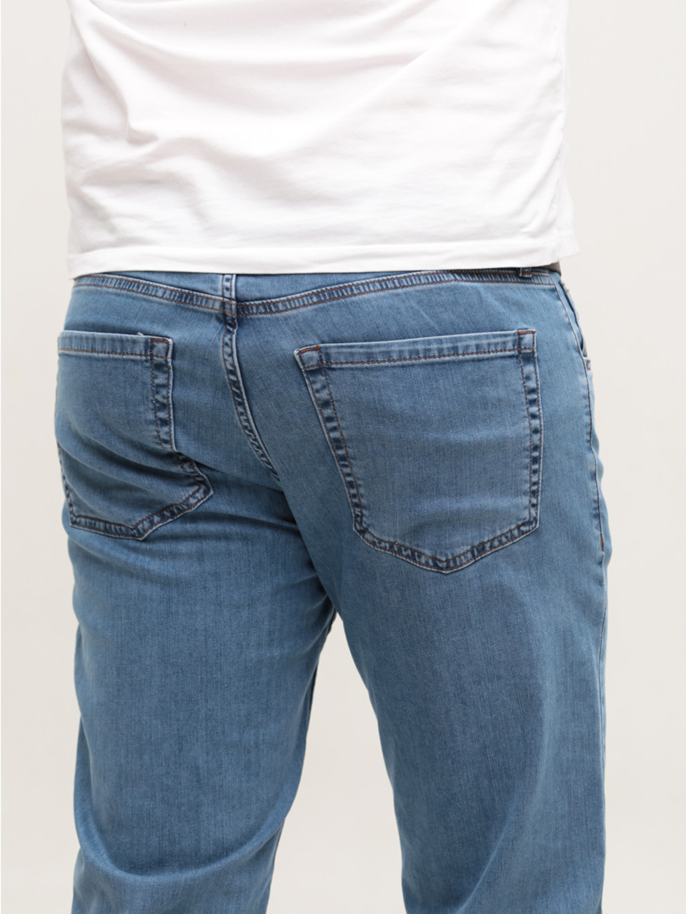 Джинсы мужские светло-синие прямые тонкие со стрейчем 4581