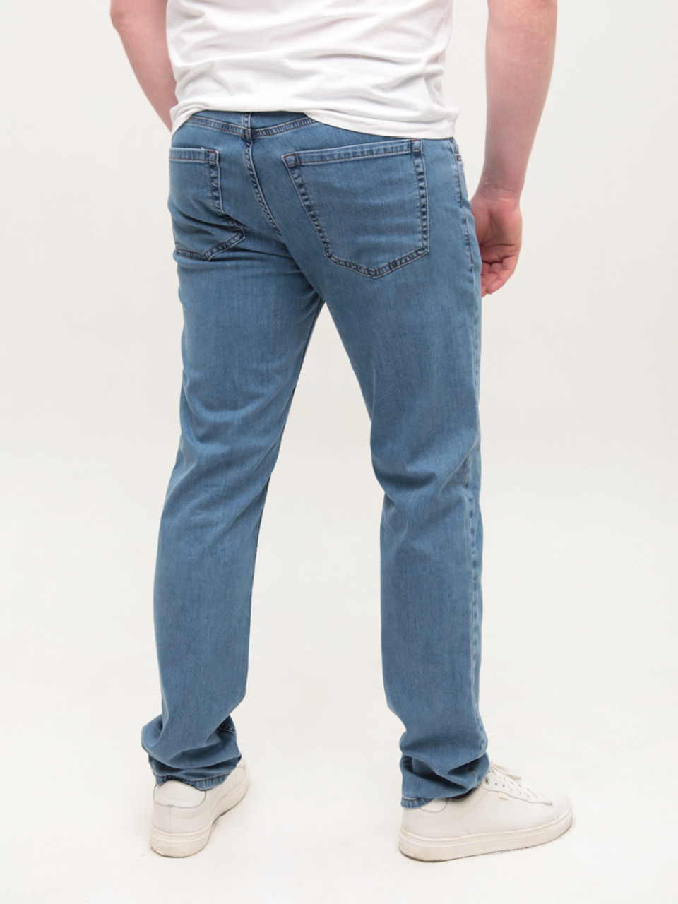Джинсы мужские светло-синие прямые тонкие со стрейчем 4581