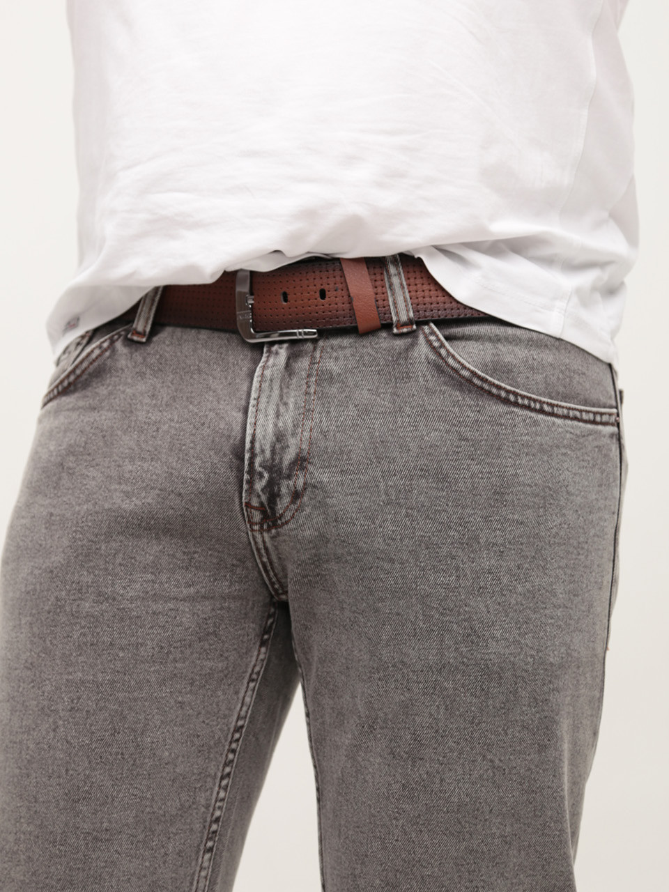 Джинсы мужские серые слим со стрейчем 4585