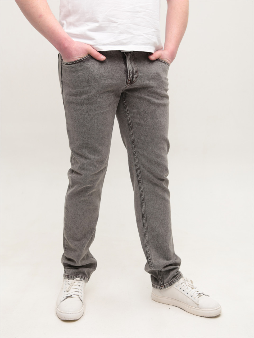 Джинсы мужские серые слим со стрейчем 4585