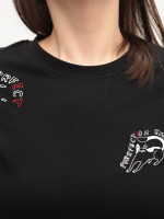 Жіноча футболка чорна пряма з принтом 51-2