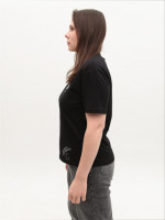Жіноча футболка чорна пряма з принтом 51-2