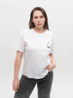 Жіноча футболка біла пряма з принтом 61-1
