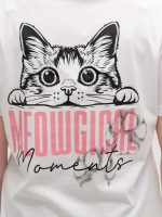 Жіноча футболка біла пряма з принтом 61-1