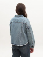 Джинсова куртка жіноча синя укорочена 574-63-T