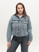 Джинсова куртка жіноча синя укорочена 574-63-T