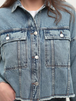 Джинсова куртка жіноча синя укорочена 574-63-T