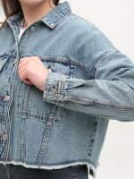 Джинсова куртка жіноча синя укорочена 574-63-T