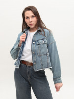 Джинсова куртка жіноча синя укорочена 574-63-T
