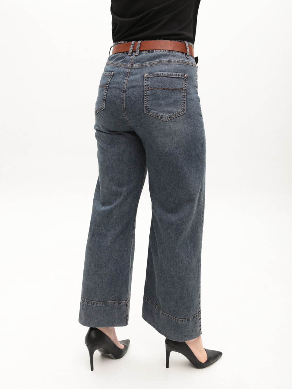 Джинсы женские синие широкие большие размеры 1762-B-4