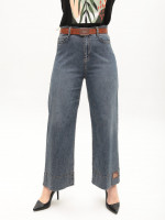 Джинсы женские синие широкие большие размеры 1762-B-4