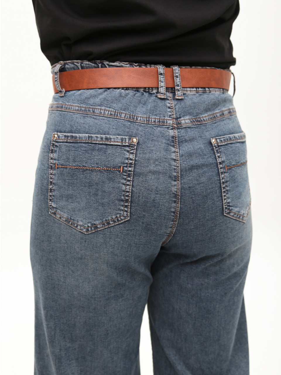 Джинсы женские синие широкие большие размеры 1762-B-4