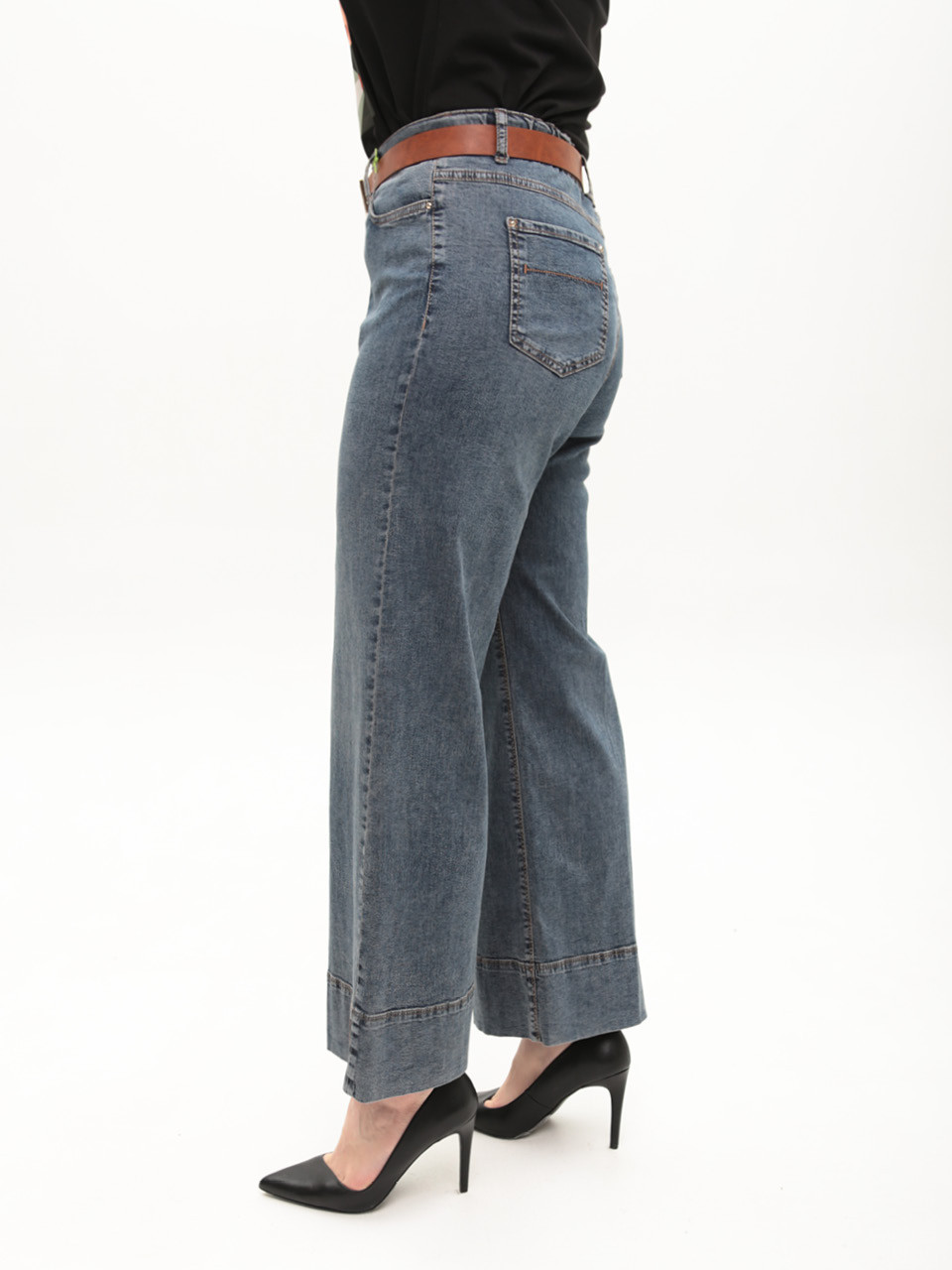 Джинсы женские синие широкие большие размеры 1762-B-4