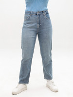 Джинсы женские прямые МОМ светло-синие большие размеры 1645-B
