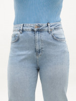 Джинсы женские прямые МОМ голубые большие размеры 1597-B-6
