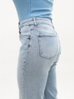 Джинсы женские прямые МОМ голубые большие размеры 1597-B-6