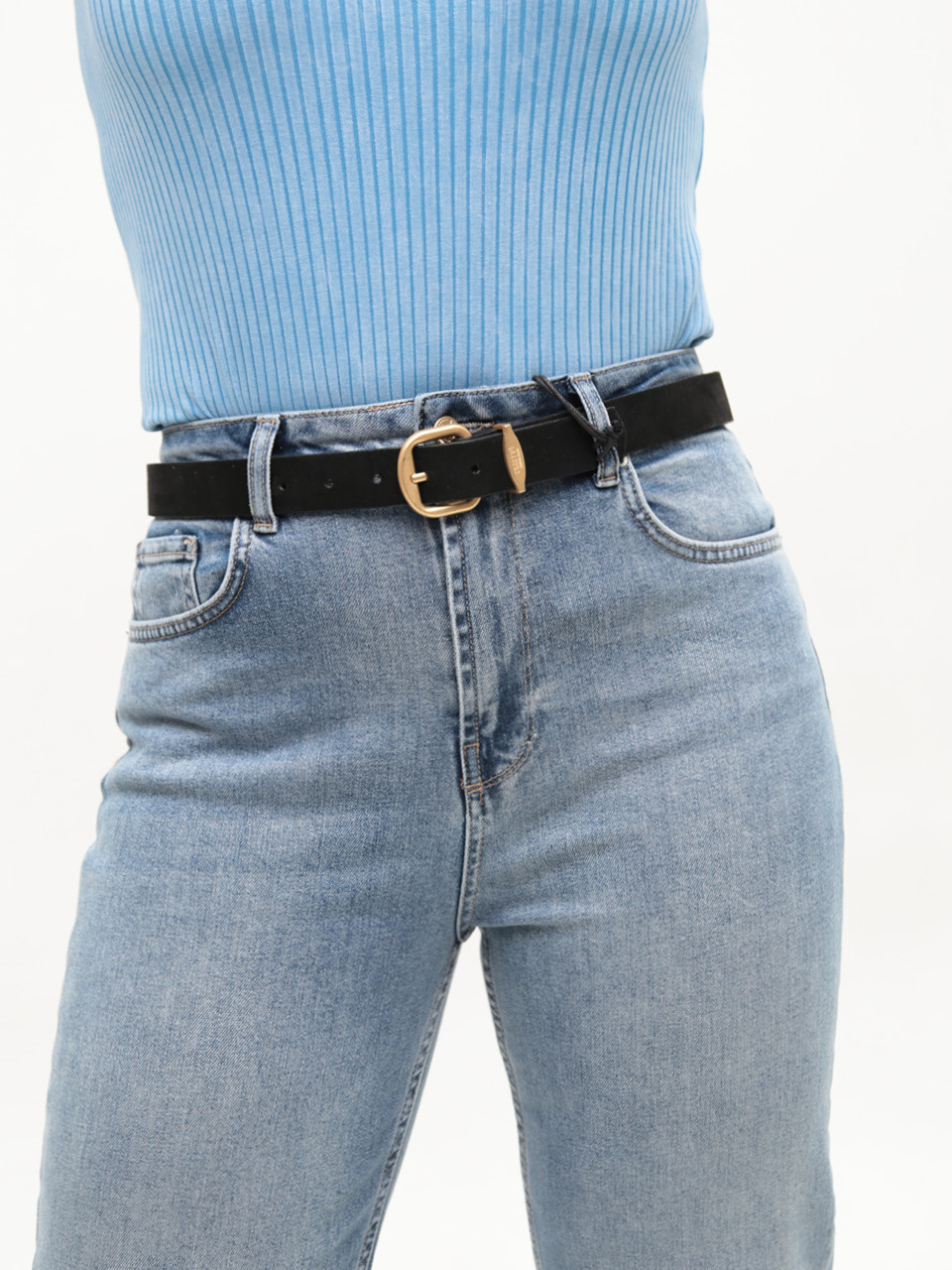 Джинсы женские прямые МОМ светло-синие 1646