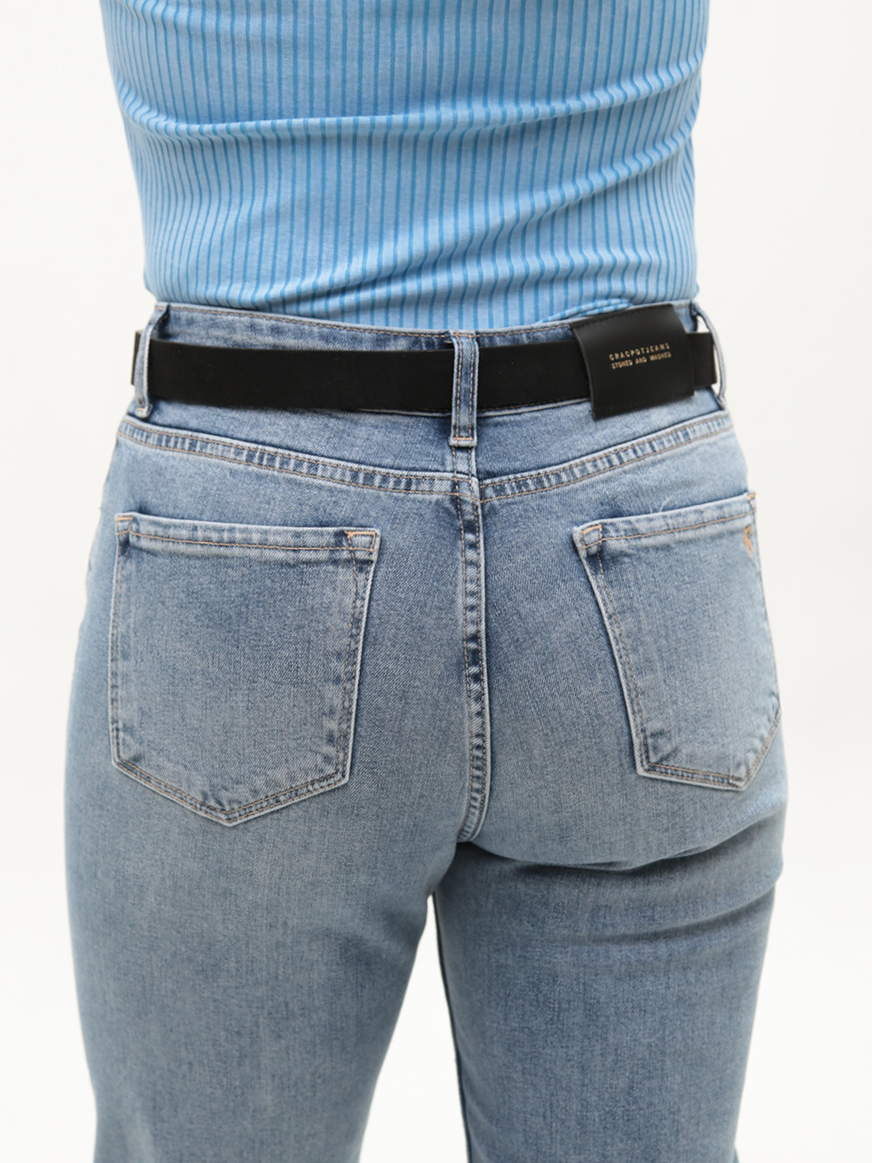 Джинсы женские прямые МОМ светло-синие 1646