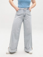 Джинсы женские светлые супер широкие с подворотами 1606-1