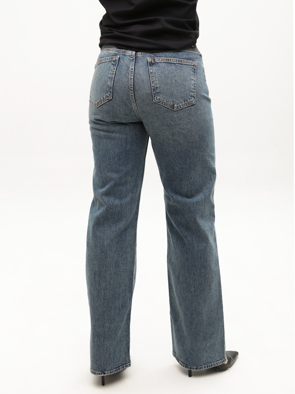 Джинсы женские сине-зеленые широкие 1209-5