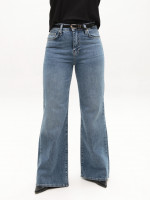 Джинсы женские синие широкие клеш 1660