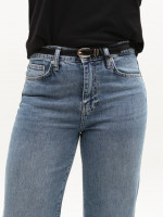 Джинсы женские синие широкие клеш 1660