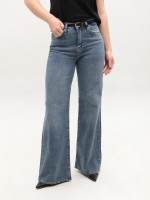 Джинсы женские синие широкие клеш 1660
