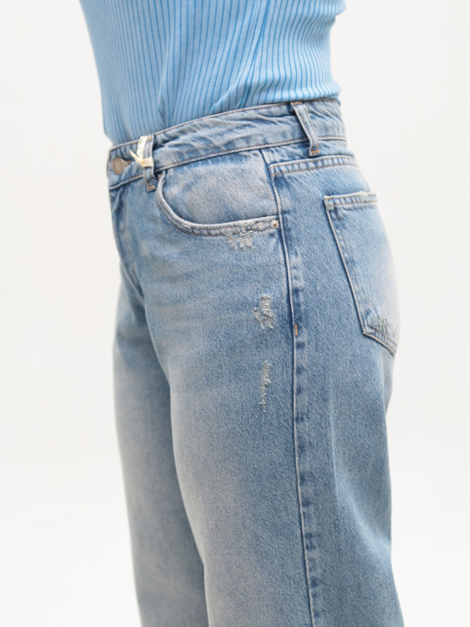 Джинсы женские светло-синие палаццо 52863