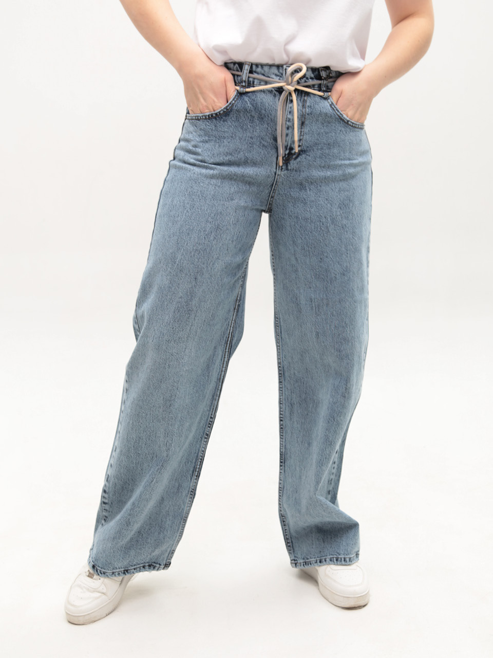 Джинсы женские голубые палаццо с варкой 52677