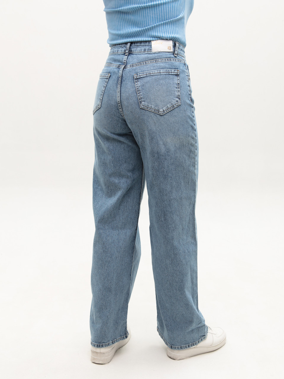 Джинсы женские голубые багги с высокой посадкой 51653