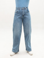 Джинсы женские голубые багги с высокой посадкой 51653