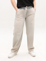 Джинсы женские джогеры светлые молочные пояс на резинке 52590