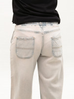 Джинсы женские джогеры светлые молочные пояс на резинке 52590