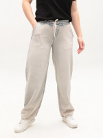 Джинсы женские джогеры светлые молочные пояс на резинке 52590
