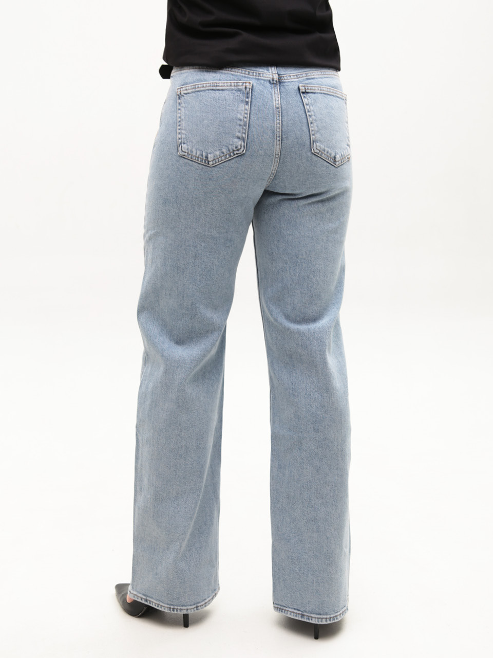 Джинсы женские голубые широкие большие размеры 1209-B-4