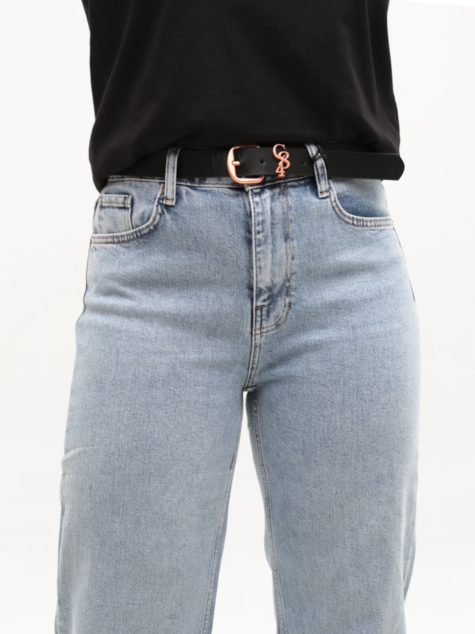 Джинсы женские голубые широкие большие размеры 1209-B-4