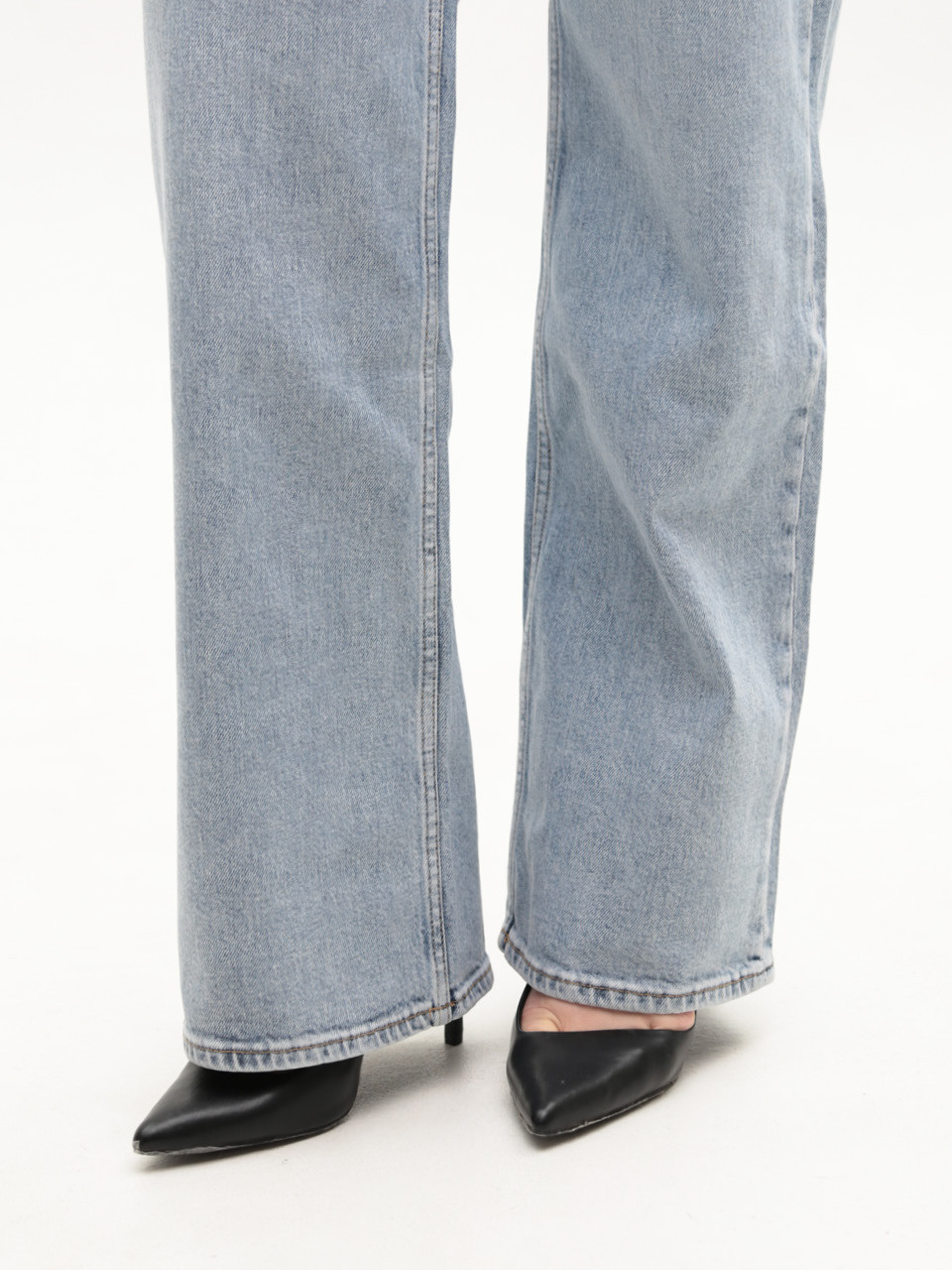 Джинсы женские голубые широкие большие размеры 1209-B-4