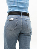 Джинсы женские голубые МОМ прямые со стрейчем 1571