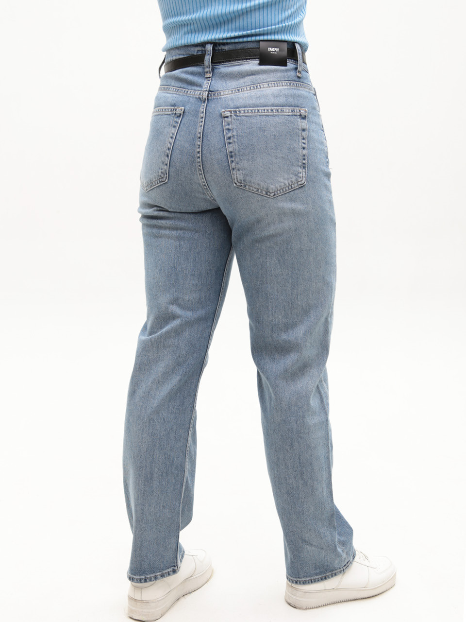 Джинсы женские голубые прямые с высокой посадкой 1650