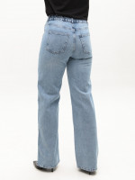 Джинсы женские голубые широкие с резинкой на поясе 3338--010