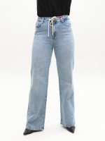 Джинсы женские голубые широкие с резинкой на поясе большие размеры 3338-B-010