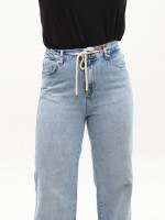 Джинсы женские голубые широкие с резинкой на поясе большие размеры 3338-B-010