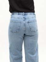 Джинсы женские голубые широкие с резинкой на поясе большие размеры 3338-B-010