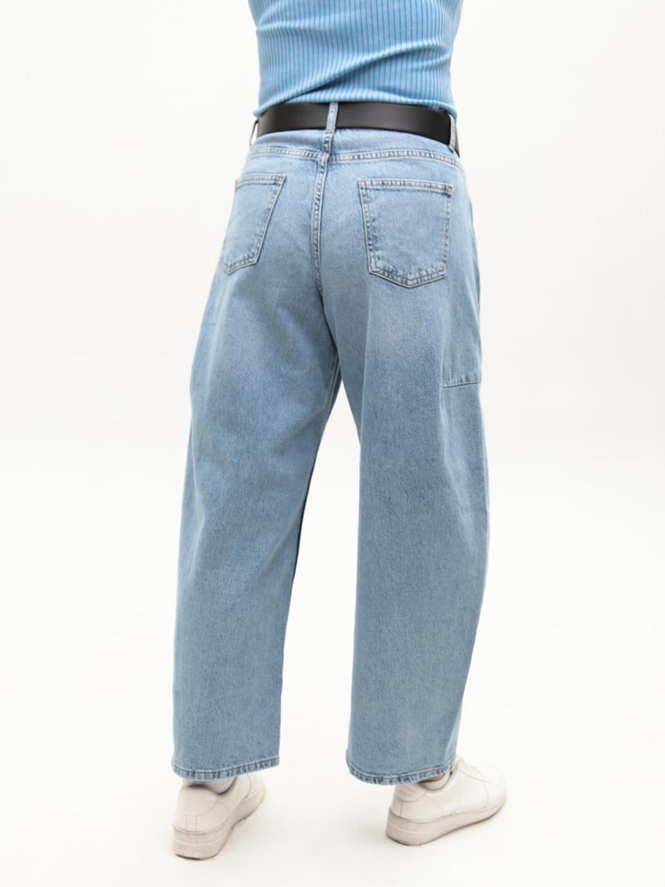 Джинсы женские голубые балуны с высокой посадкой 3335--010