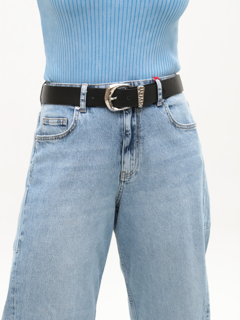 Джинсы женские голубые балуны с высокой посадкой 3335--010